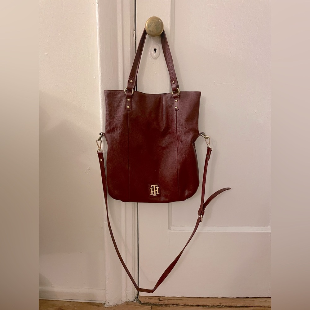 Tommy Hilfiger leather foldover crossbody tote